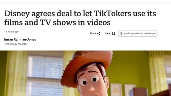 TikTok 与迪士尼达成合作，创作者可使用漫威、星战等正版影视素材创作